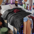Twin Black Quilted Comforter Duvet Insert - All-Season Twin 88 x 68