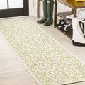 Vintage Filigree Indoor Outdoor Runner Rug 2x8 Cream Green - Durable