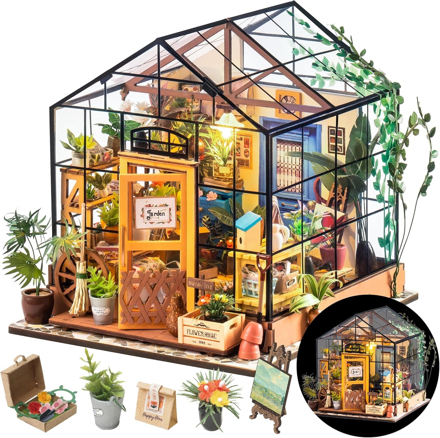 Rolife DIY Miniature Greenhouse Kit for Creative Home Decor