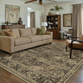 Retro Brown Area Rug 6x9 - Machine Washable Low Pile Vintage Floral