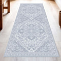 Glacier Grey Washable Runner Rug 2x6 - Soft Non Slip Hallway Runner