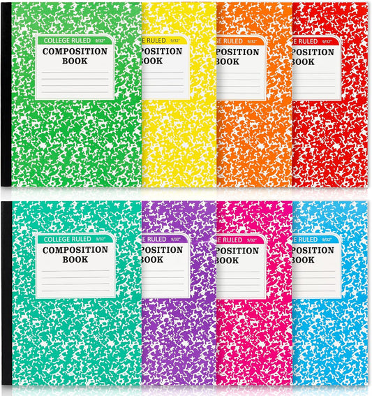 feela 8 Pack Pastel Composition Books - Bulk College Ruled Journals