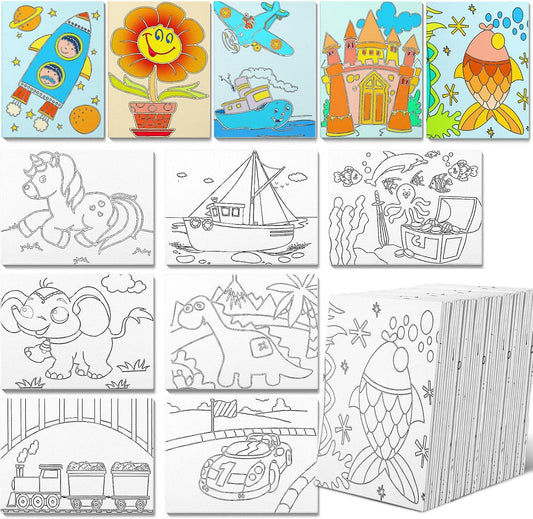 Fulmoon 60 Pcs Pre Drawn Canvas for Painting Fun and Creativity