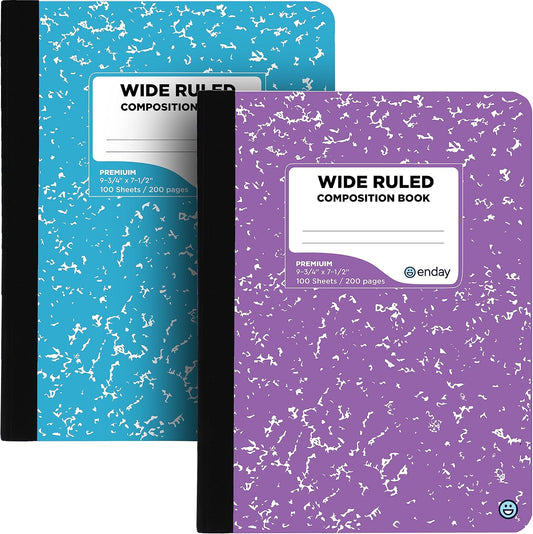 Colorful Marble Composition Books, 100 Sheets x 2
