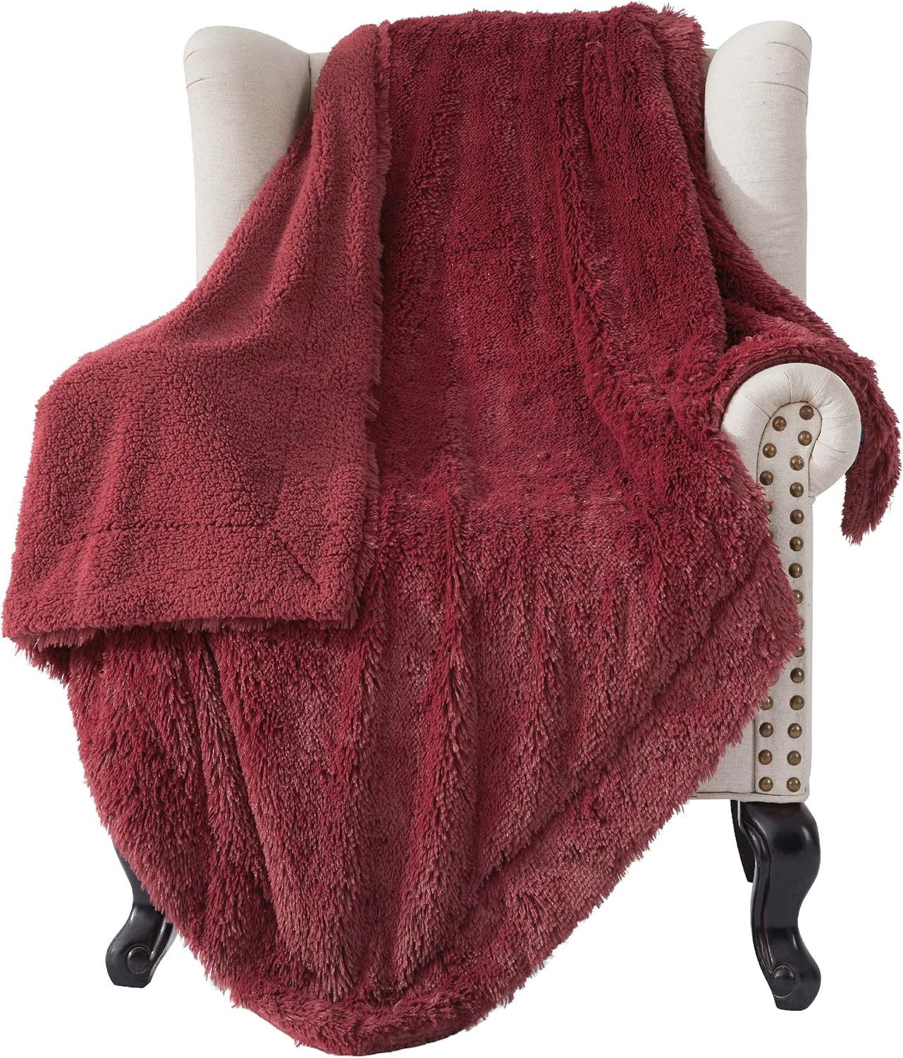 Bedsure GentleSoft Fuzzy Sherpa Faux Fur Twin Blanket Red