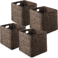 Water Hyacinth Storage Baskets 12 in x 12 in - Set of 4 Collapsible
