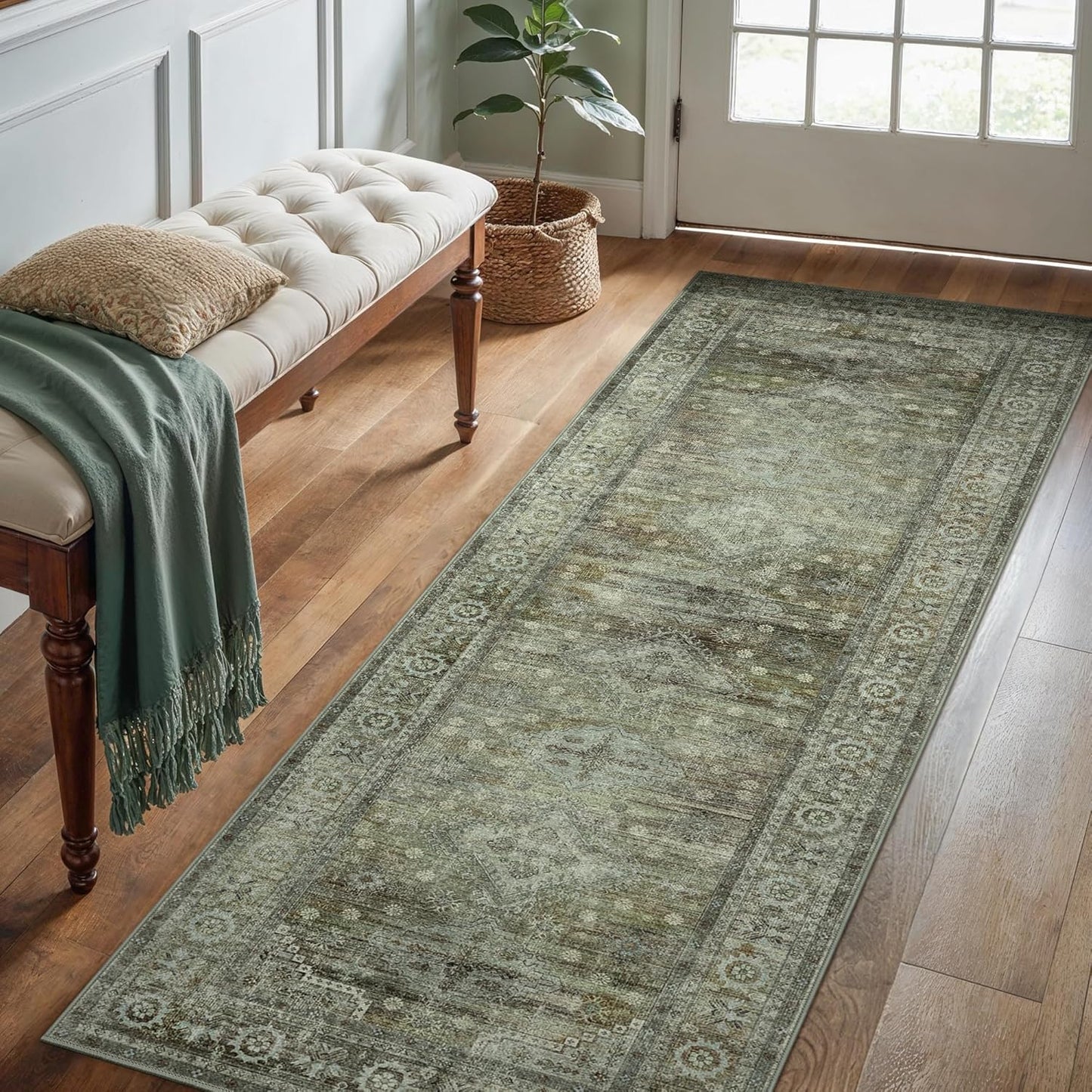 Runner Rug for Hallway Kitchen, Soft Modern Boho 2x10 Rug