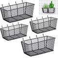 Pegboard Baskets 4 Pcs Black Wire Shelf Organizers - Dual Sizes