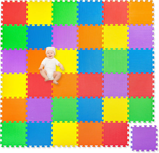 Non-Toxic Extra-Thick Kids Play Mat - Comfortable Cushiony Foam, 6 Colors