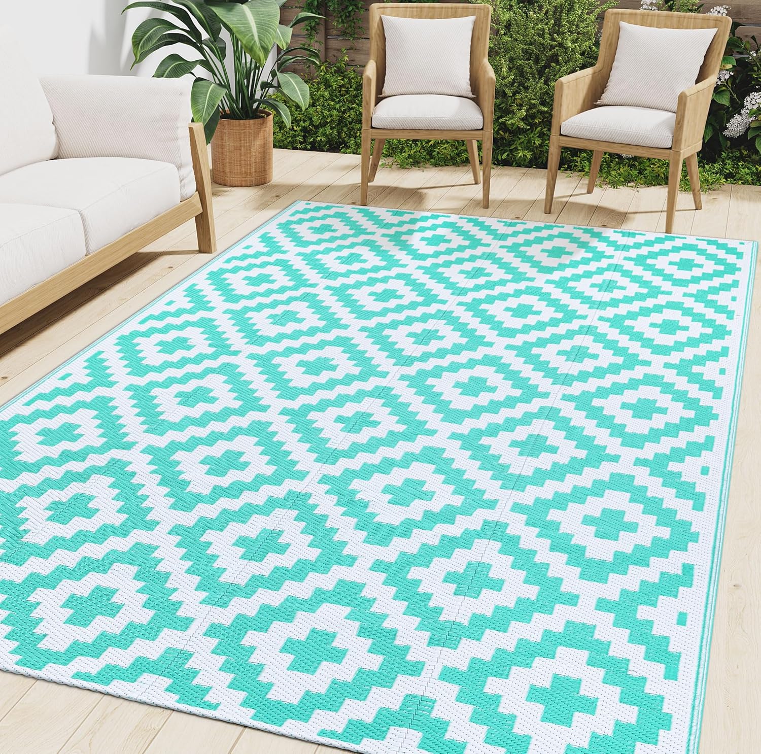 Smiry Waterproof Outdoor Rug 6x9 ft for Versatile Use