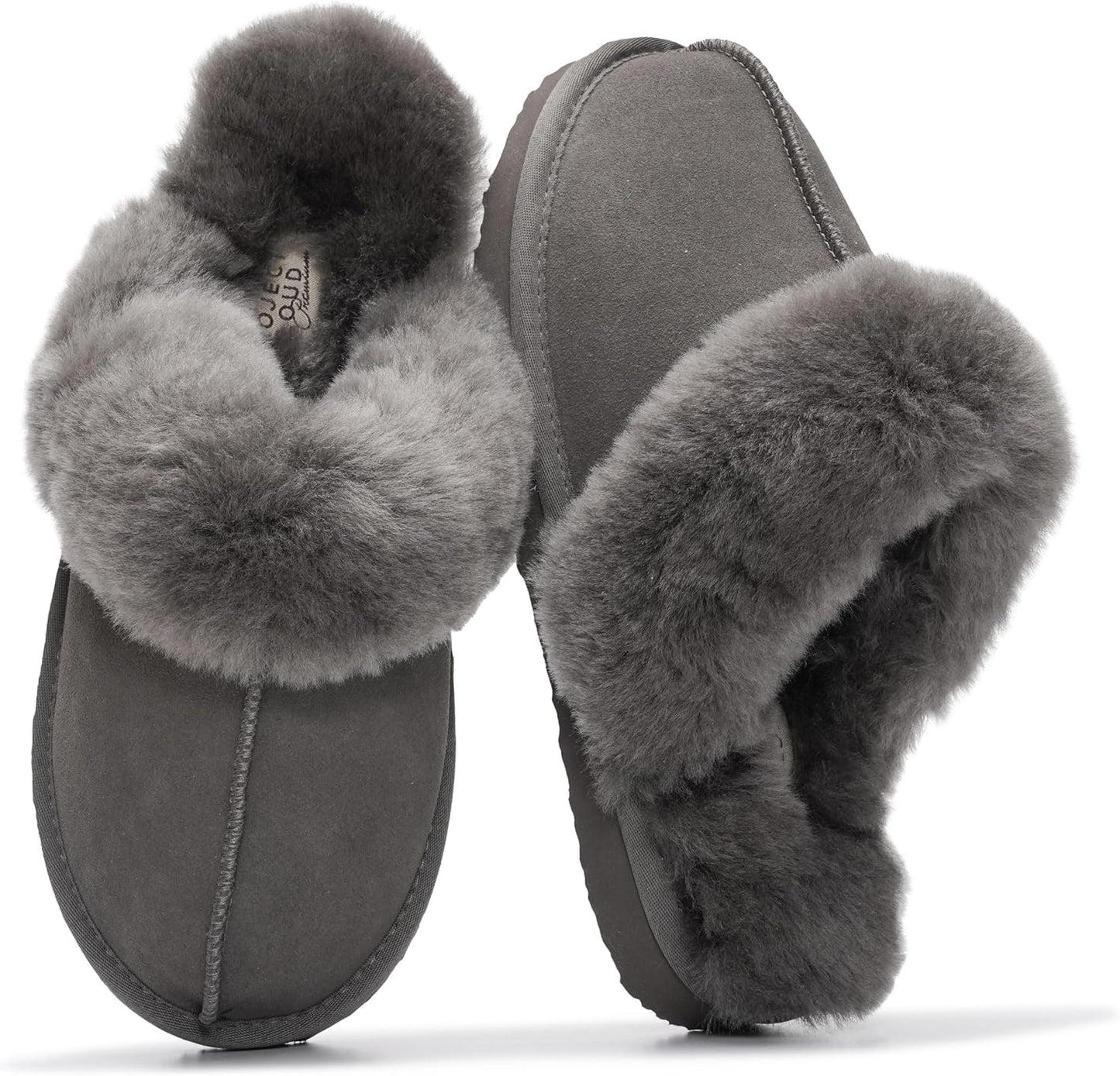 Project Cloud Genuine Leather Slippers with Cozy Fur Lining
