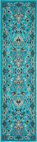 2 ft 2 in x 8 ft 2 in Turquoise Runner Rug - Kashan Style