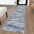 2x10 Navy Blue Gray Neutral Multi Abstract Runner Rug for Hallways