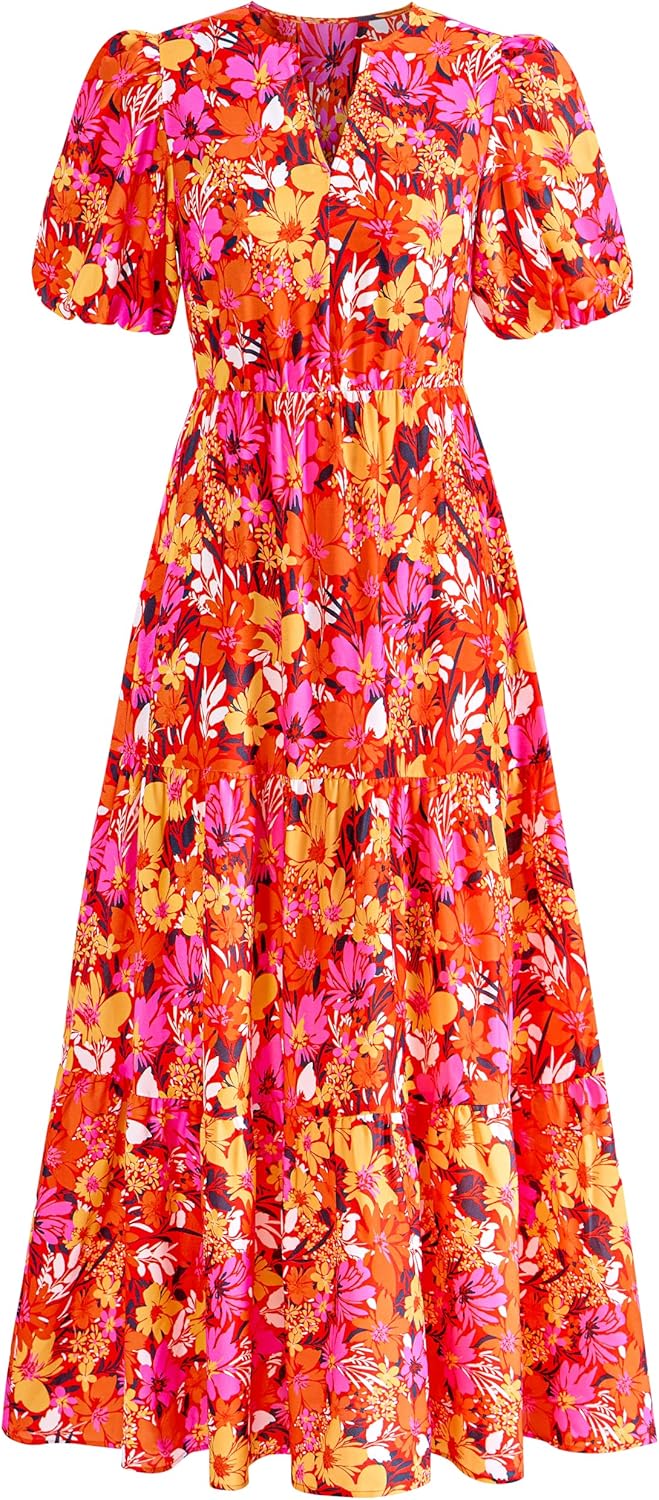 Dowerme Womens Summer Dresses 2025 Casual Floral Maxi Dress