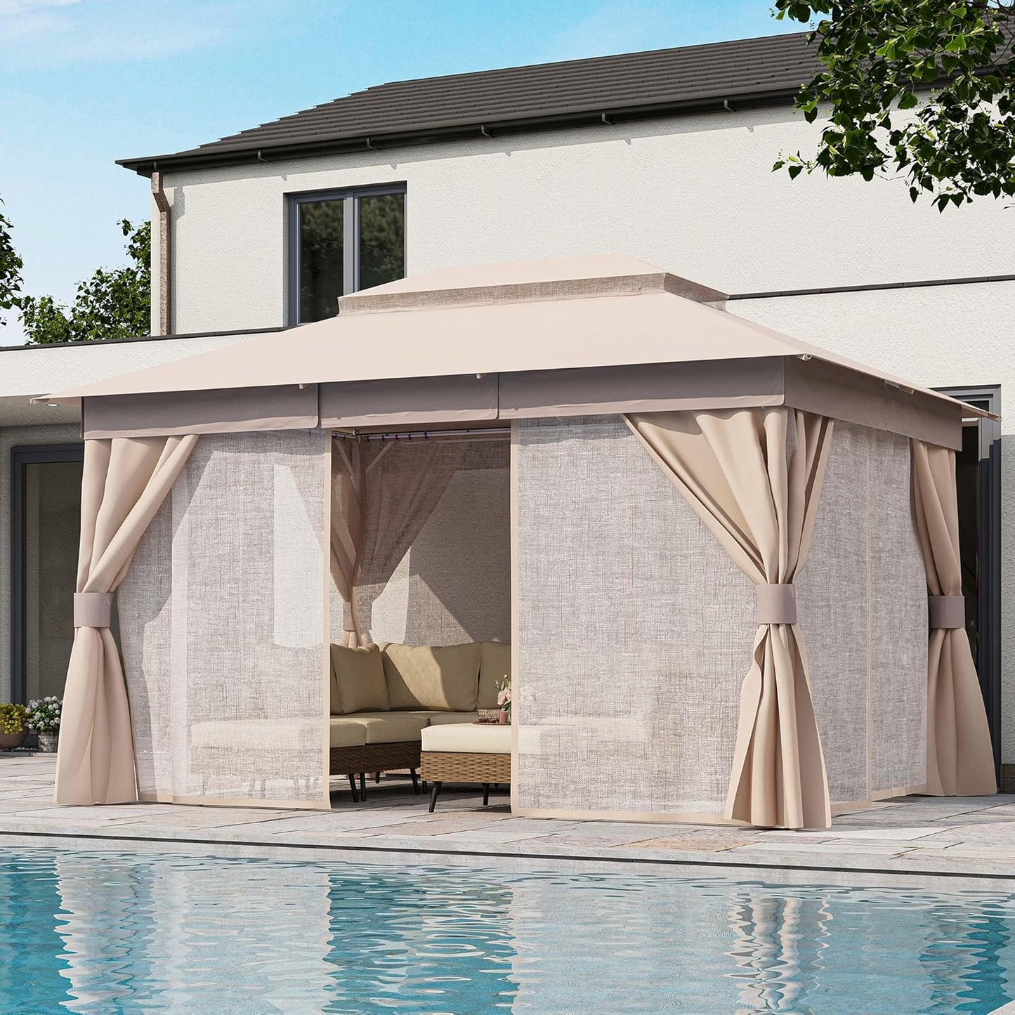 LAUSAINT HOME Outdoor Patio Gazebo 10ftx13ft for Backyard Events