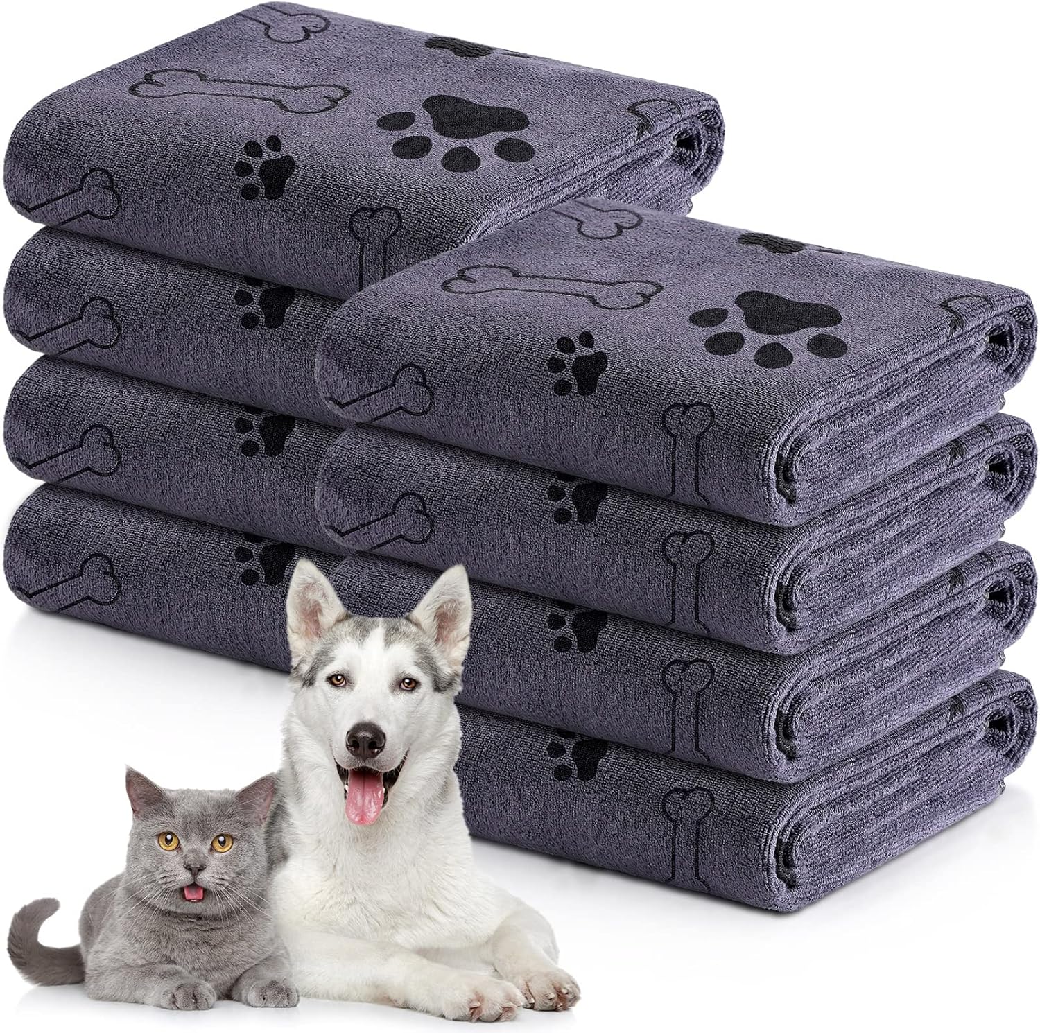 Chumia 8 Pcs Dog Towels for Quick Drying Pets - Absorbent Microfiber