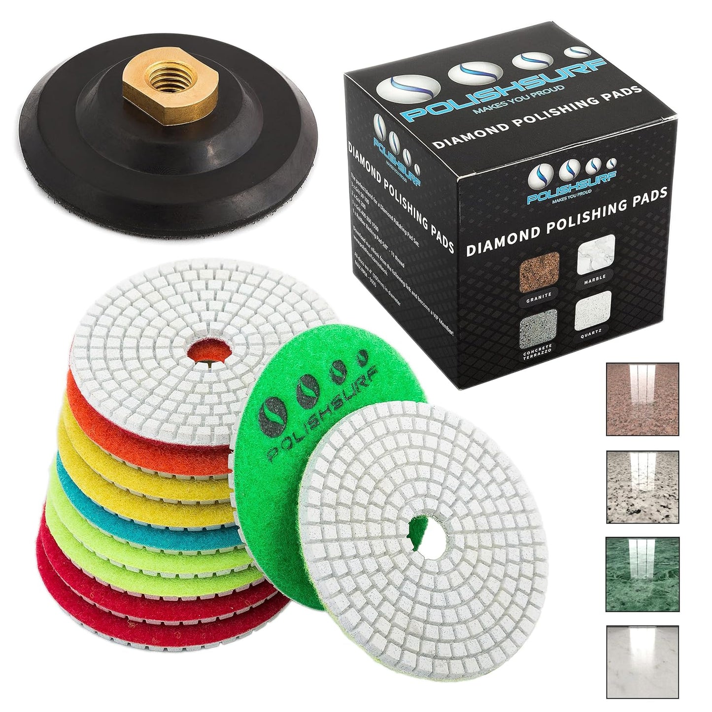 4 inch Diamond Polishing Pads Set for Granite and Concrete