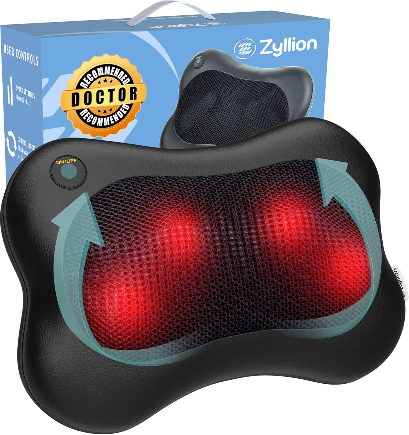 Zyllion 3D Shiatsu Massager - Pain Relief for Neck & Back