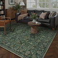 HUGEAR 5x7 Machine Washable Dark Green Floral Area Rug