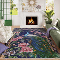 Vowkten Living Room Rug 5x7 Machine Washable Peacock Design