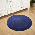 Better Trends Round Bathroom Rug Navy Super Soft Cotton Luxury