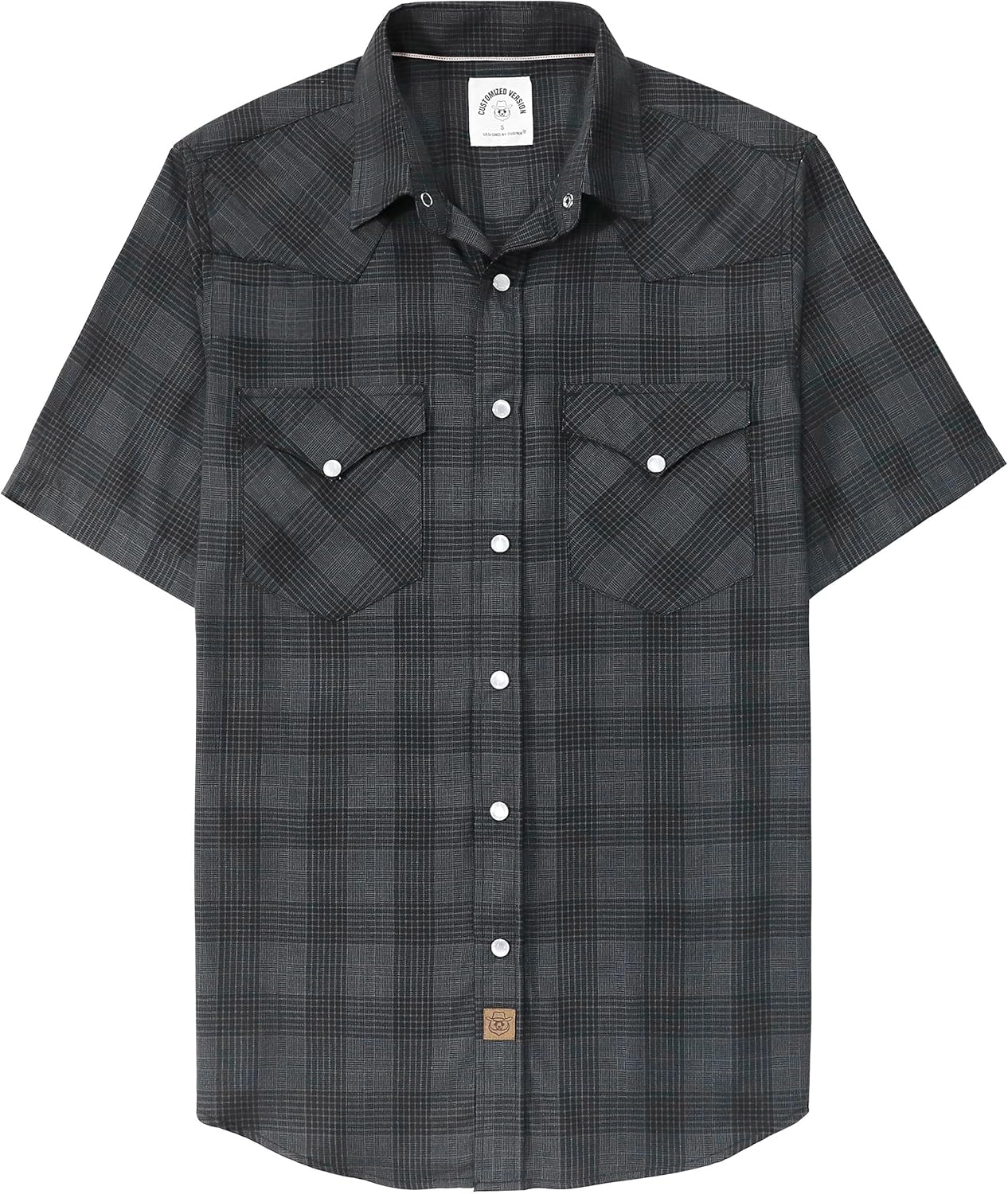 Dubinik Mens Short Sleeve Western Cowboy Plaid Snap Shirts