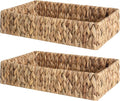 StorageWorks Large Water Hyacinth Tray for Bathroom - Handwoven 2-Pack