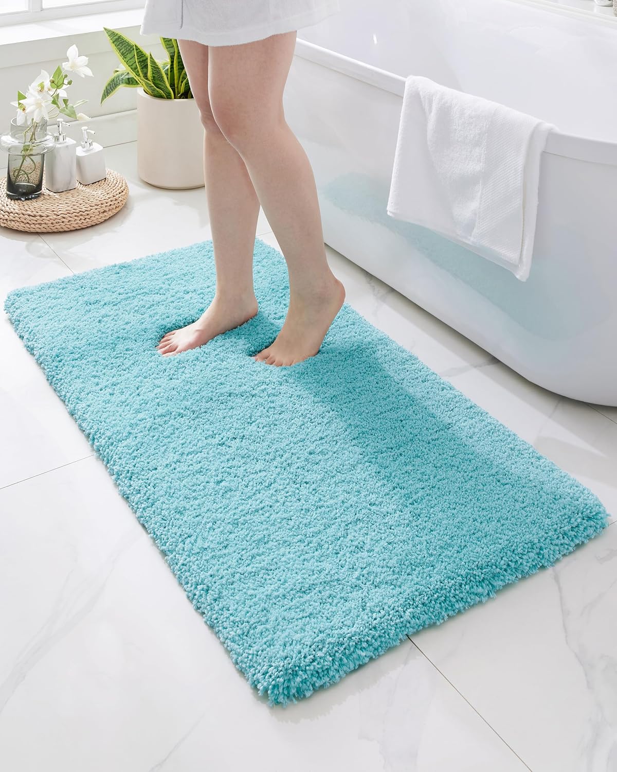 Teal Bathroom Rug 24x48 Non Slip Plush Luxury Bath Mat