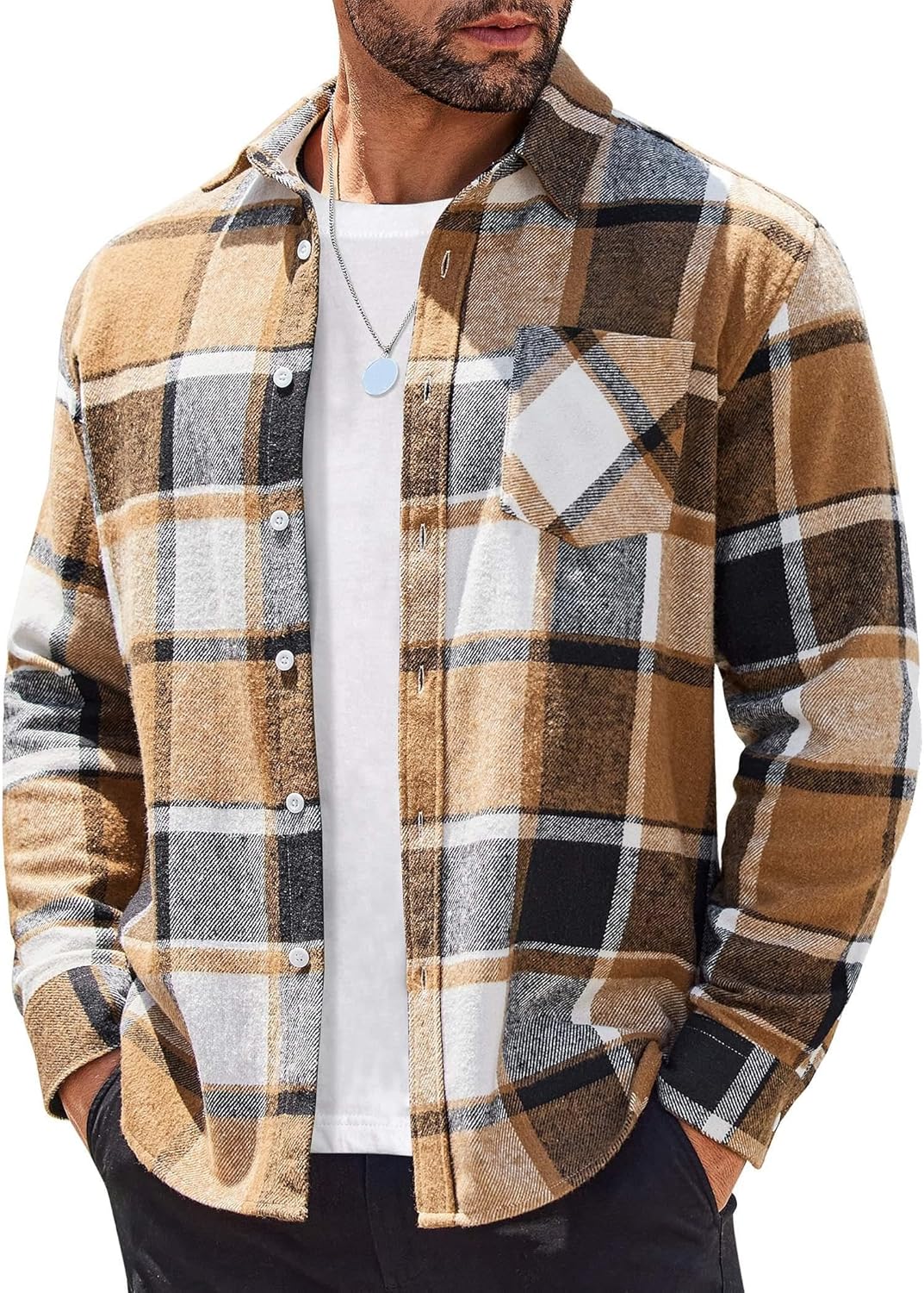 Stylish COOFANDY Mens Flannel Shirt for Casual Wear and Layering