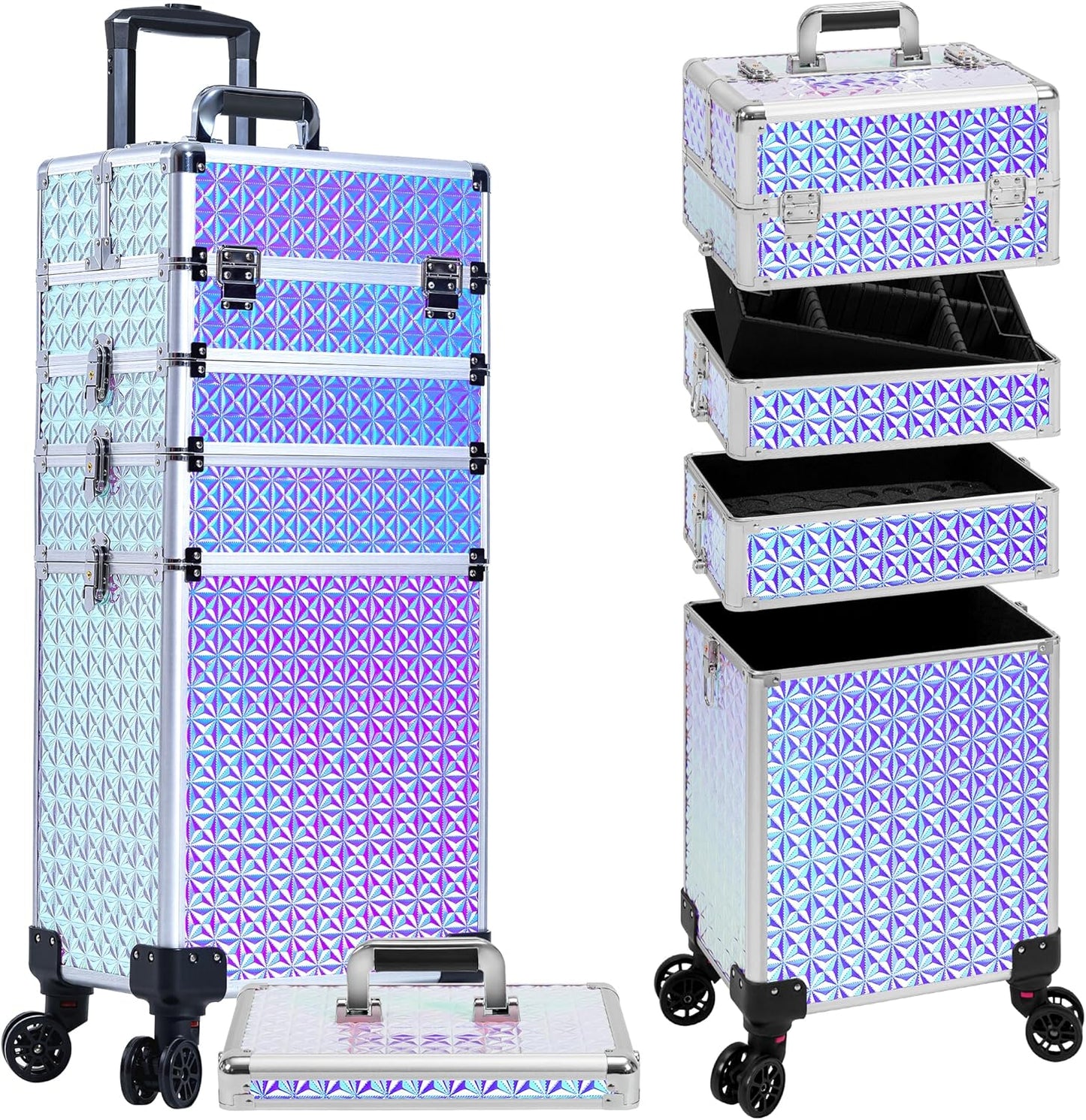 5 in 1 Rolling Makeup Train Case for Artists and Stylists