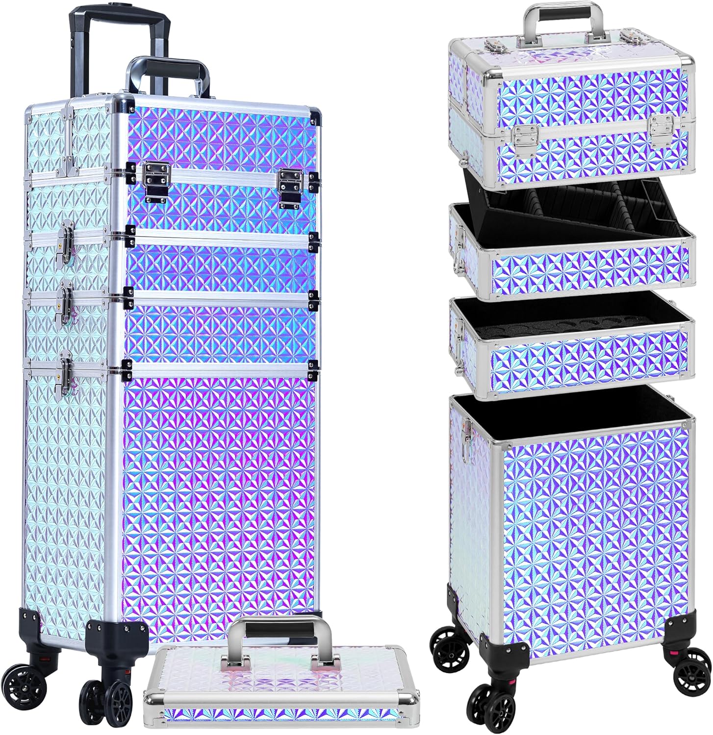 5 in 1 Rolling Makeup Train Case for Artists and Stylists