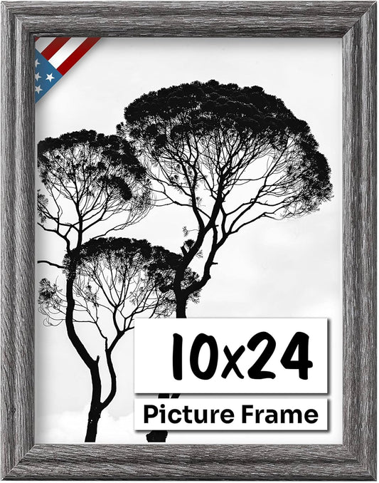 Barnwood Gray 10x24 Picture Frame - Handmade Solid Wood Frame