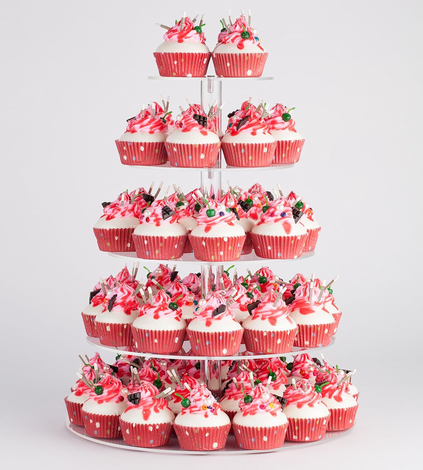 5 Tier Cupcake Stand for Weddings and Parties - Clear Acrylic