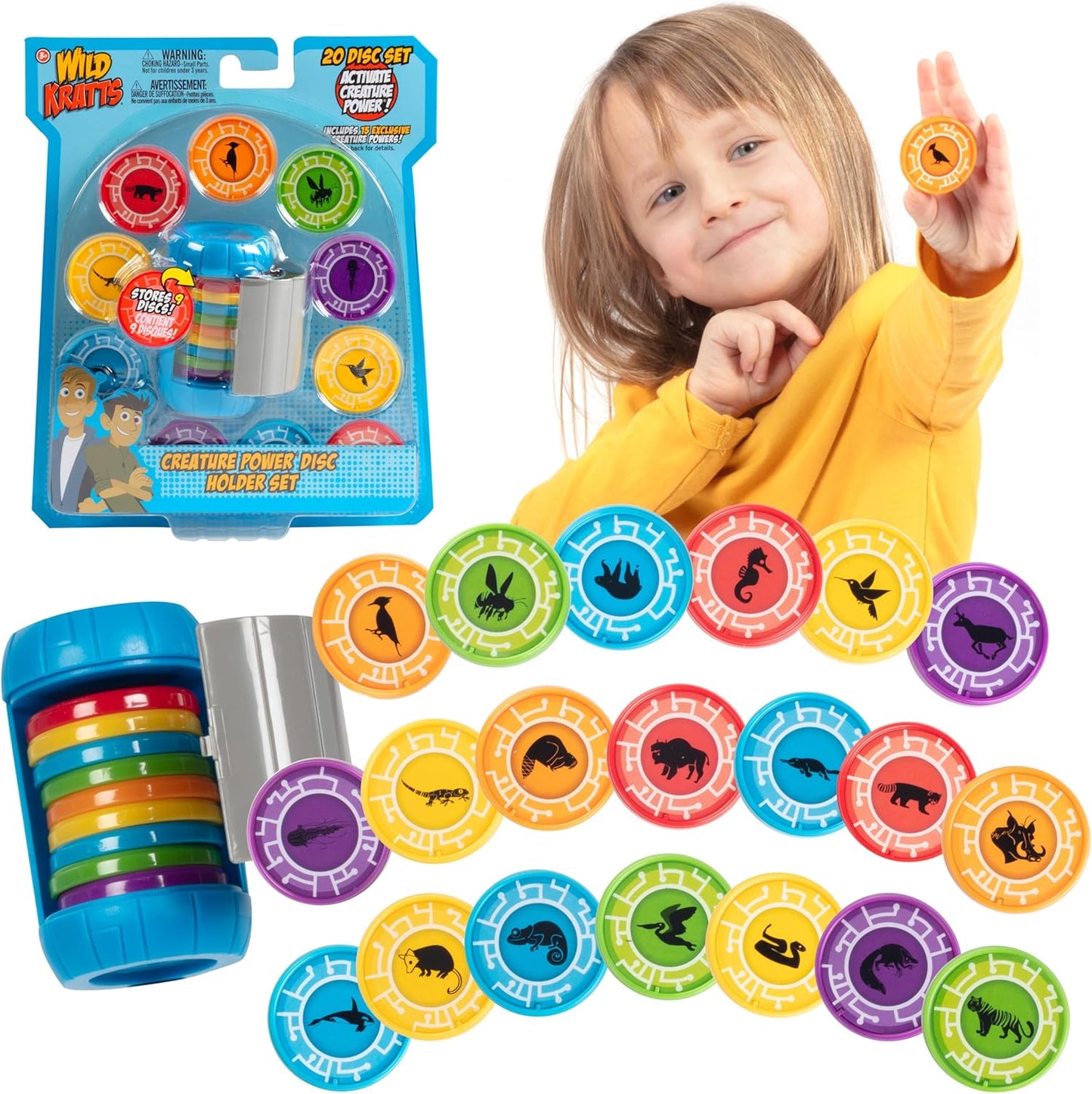 Wild Kratts Creature Power Disc Holder Set with 20 Discs for Kids