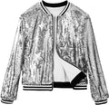 LOLANTA Girls Sequin Jacket - Sparkling Lightweight Bomber for Kids