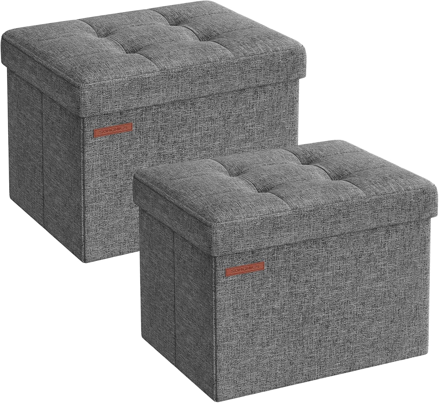 SONGMICS Small Folding Storage Ottoman Set of 2 for Versatile Use