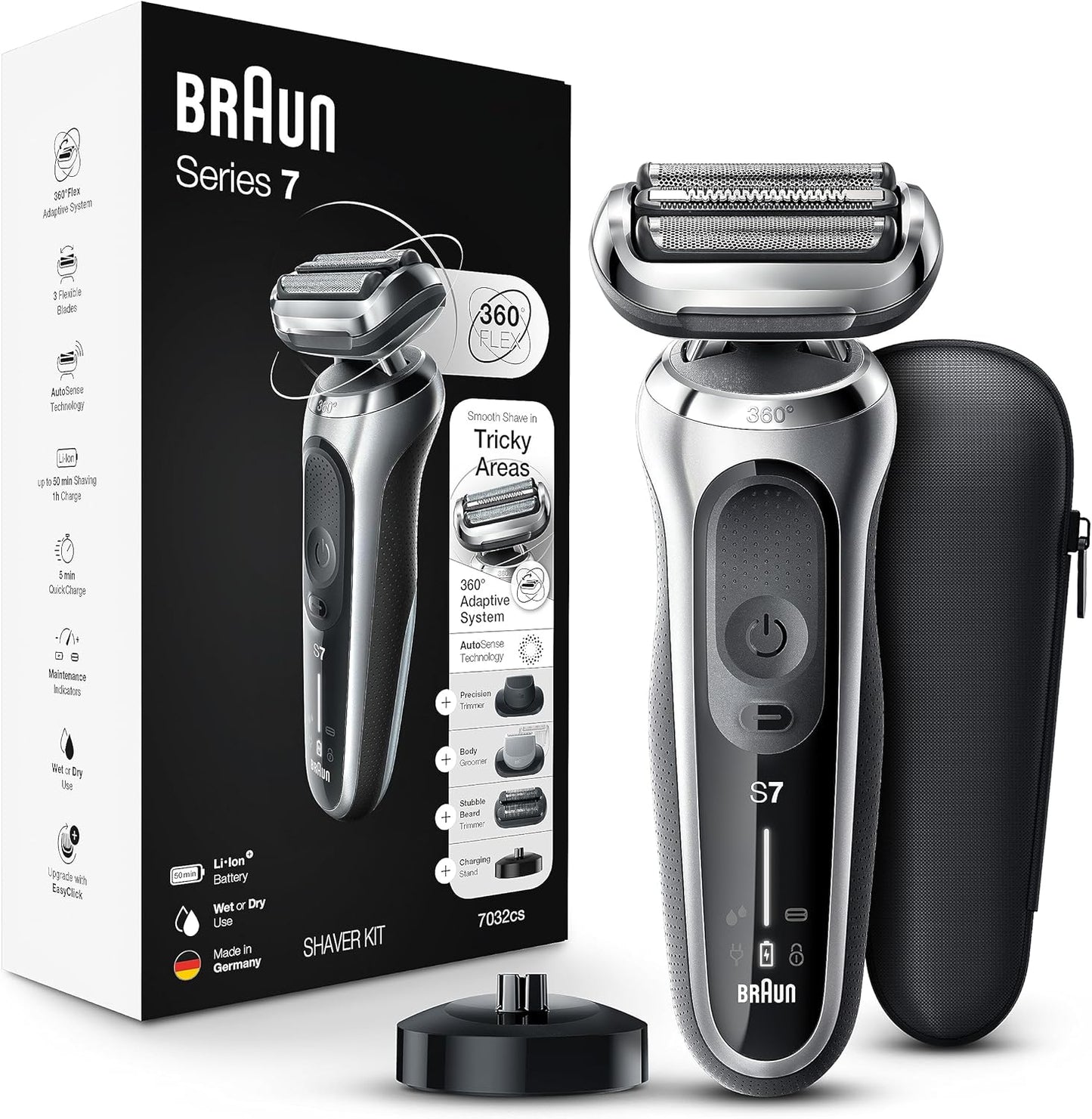 Braun Series 7 7032cs Flex Electric Razor for Men, Wet & Dry