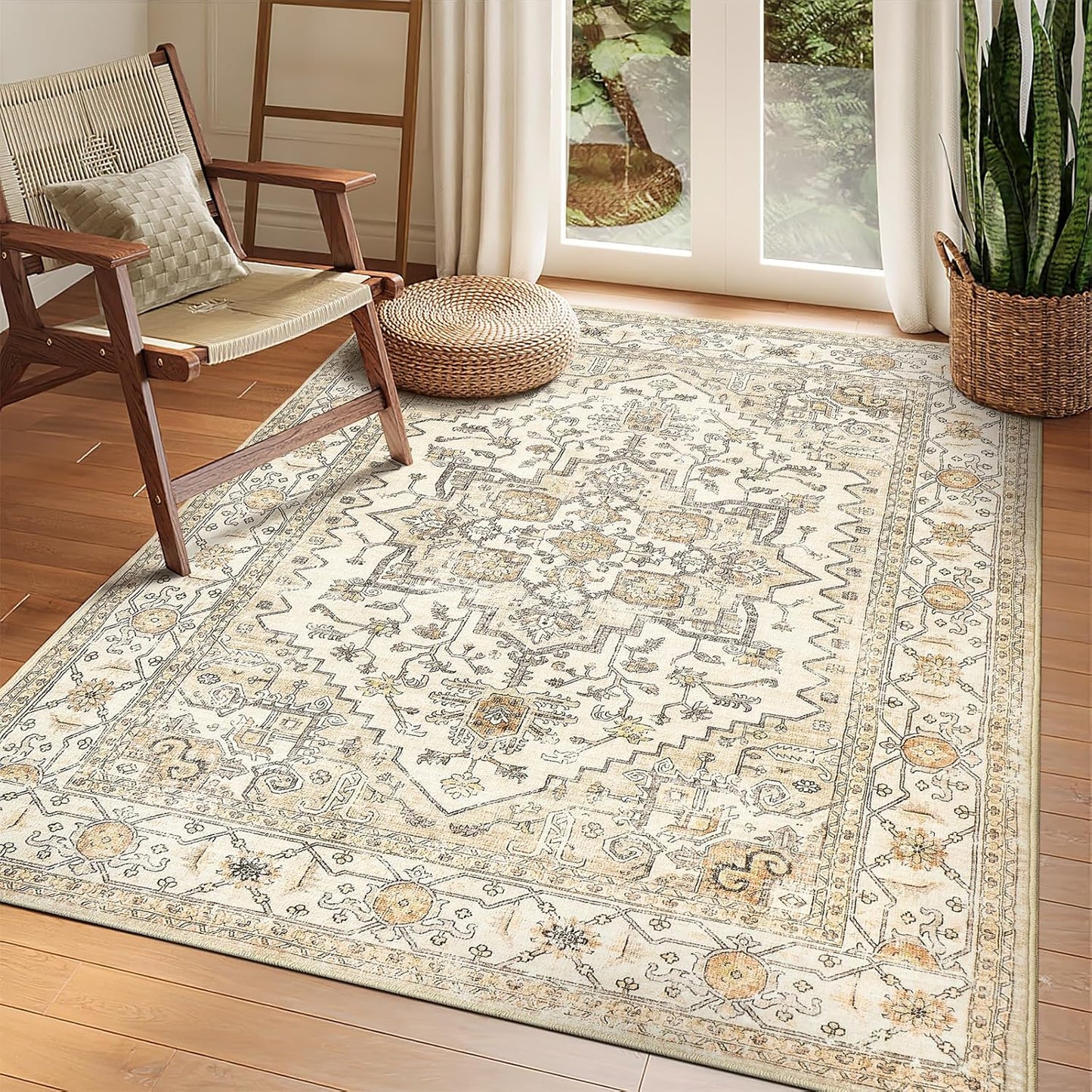 Washable Area Rug 5x7 for Living Room and Bedroom Use