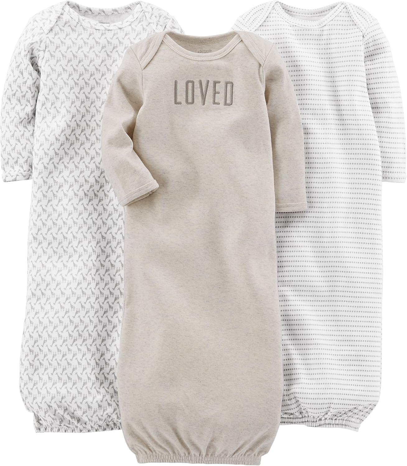 3-Pack Neutral Cotton Sleeper Gowns