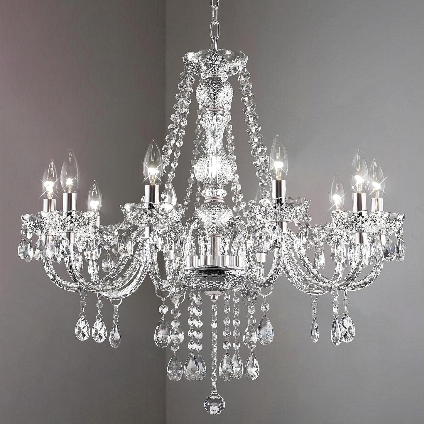 Modern 10-Light Crystal Chandelier for Stylish Home Decor