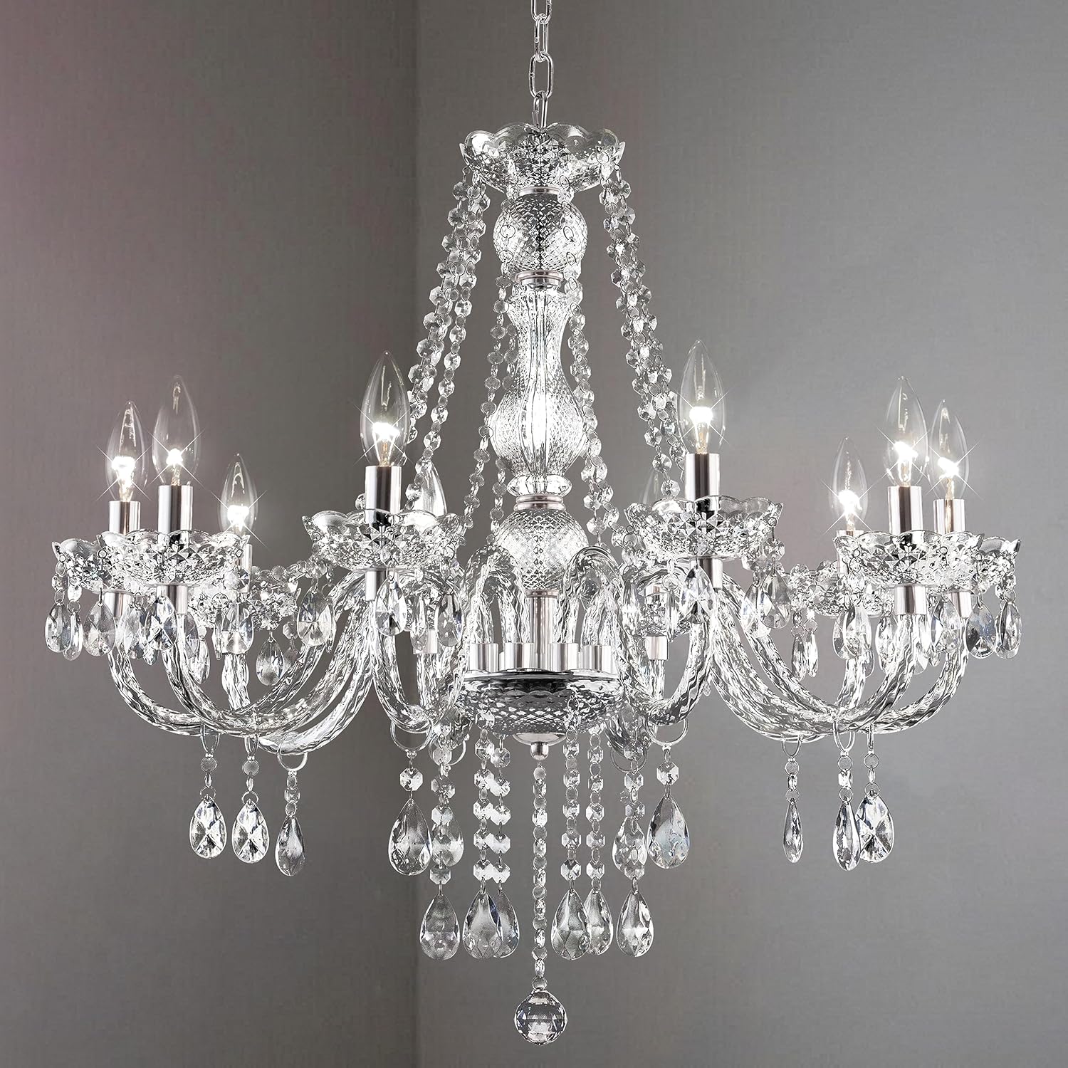 Modern 10-Light Crystal Chandelier for Stylish Home Decor