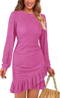 PRETTYGARDEN Women Ruched Bodycon Mini Dress - Puff Sleeve Fit