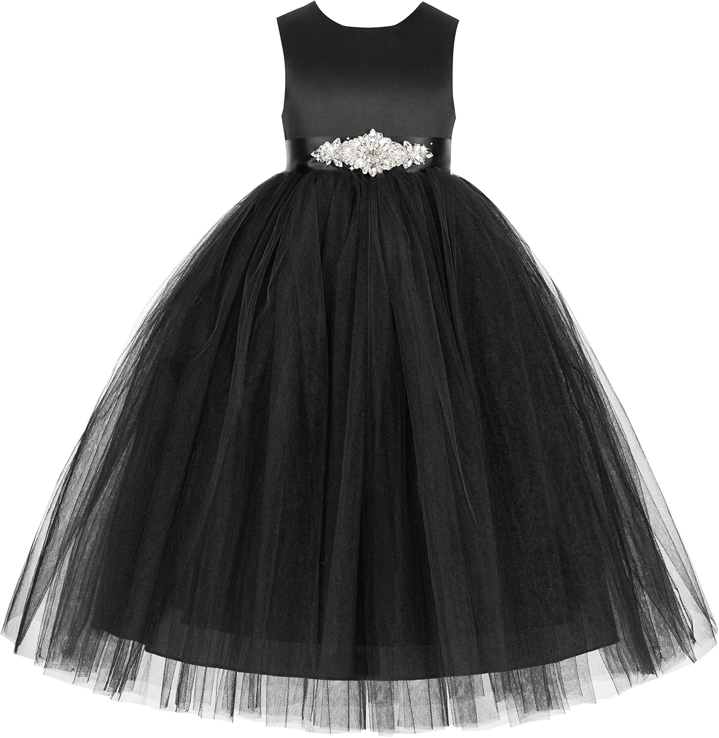 Elegant V-Back Satin Flower Girl Dress for Special Occasions