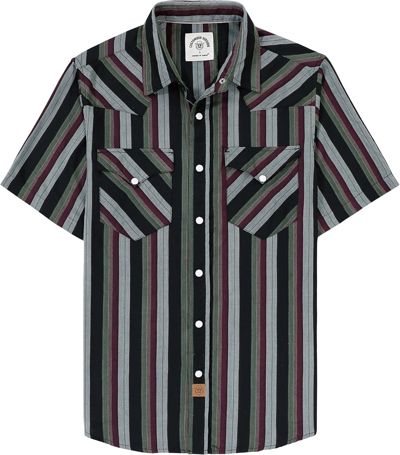 Dubinik Mens Short Sleeve Western Cowboy Plaid Snap Shirts