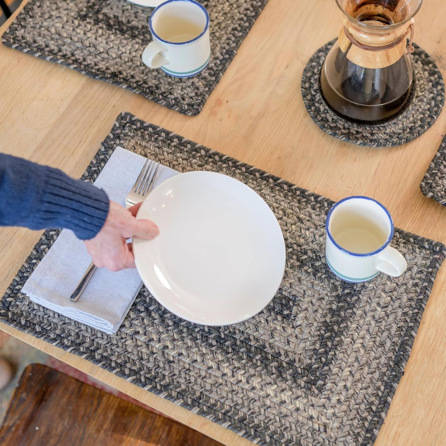 Flint Hill Jute Woven Placemats Set of 4 for Elegant Dining