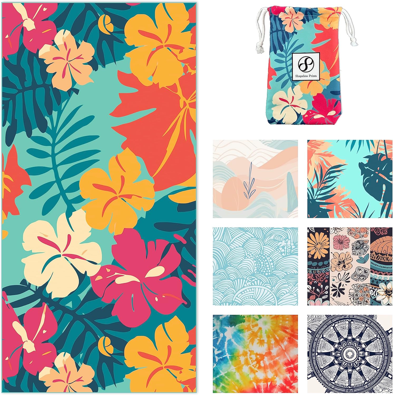 Soft, Absorbent Microfiber Beach Towel Set - XL Size
