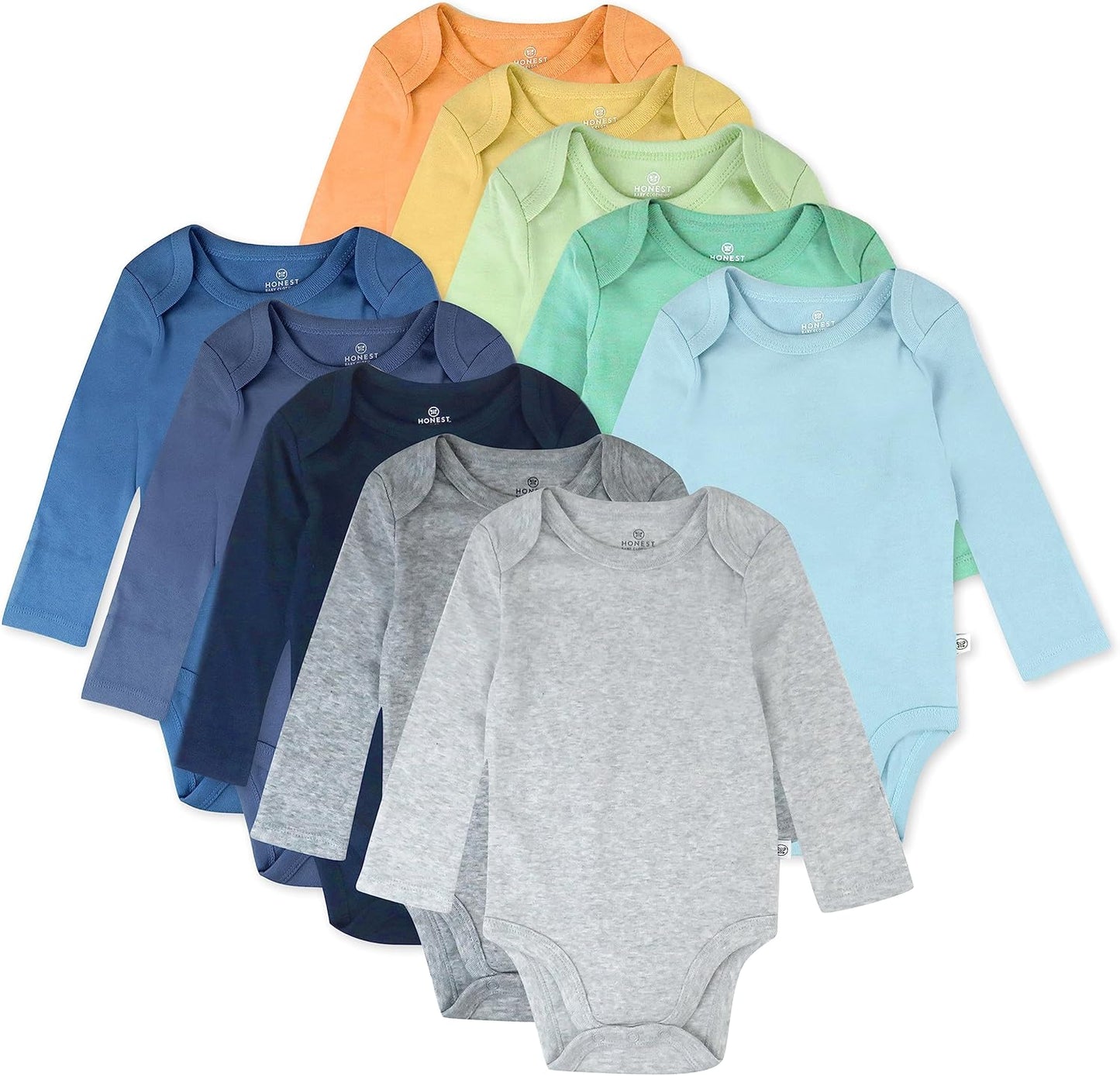 HonestBaby 10-Pack Long Sleeve Bodysuits for Infants Unisex