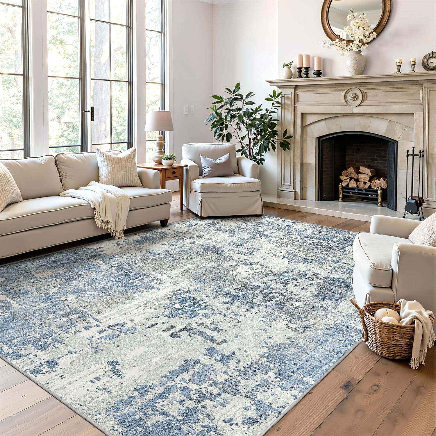 Art&Tuft Washable Area Rug with Anti-Slip Backing for Comfort