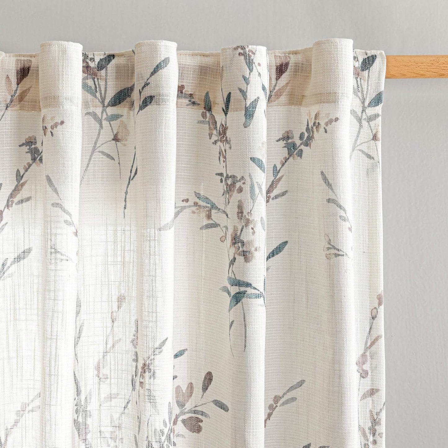MYSKY HOME Sheer Floral Curtains for Bedroom and Living Room