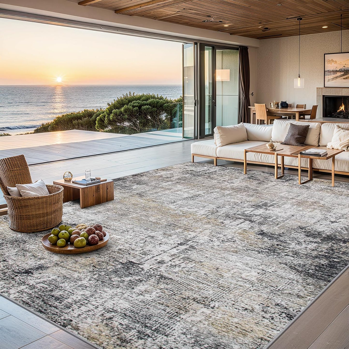 Modern Abstract Area Rugs for Living Room - 4x6 Soft Carpet